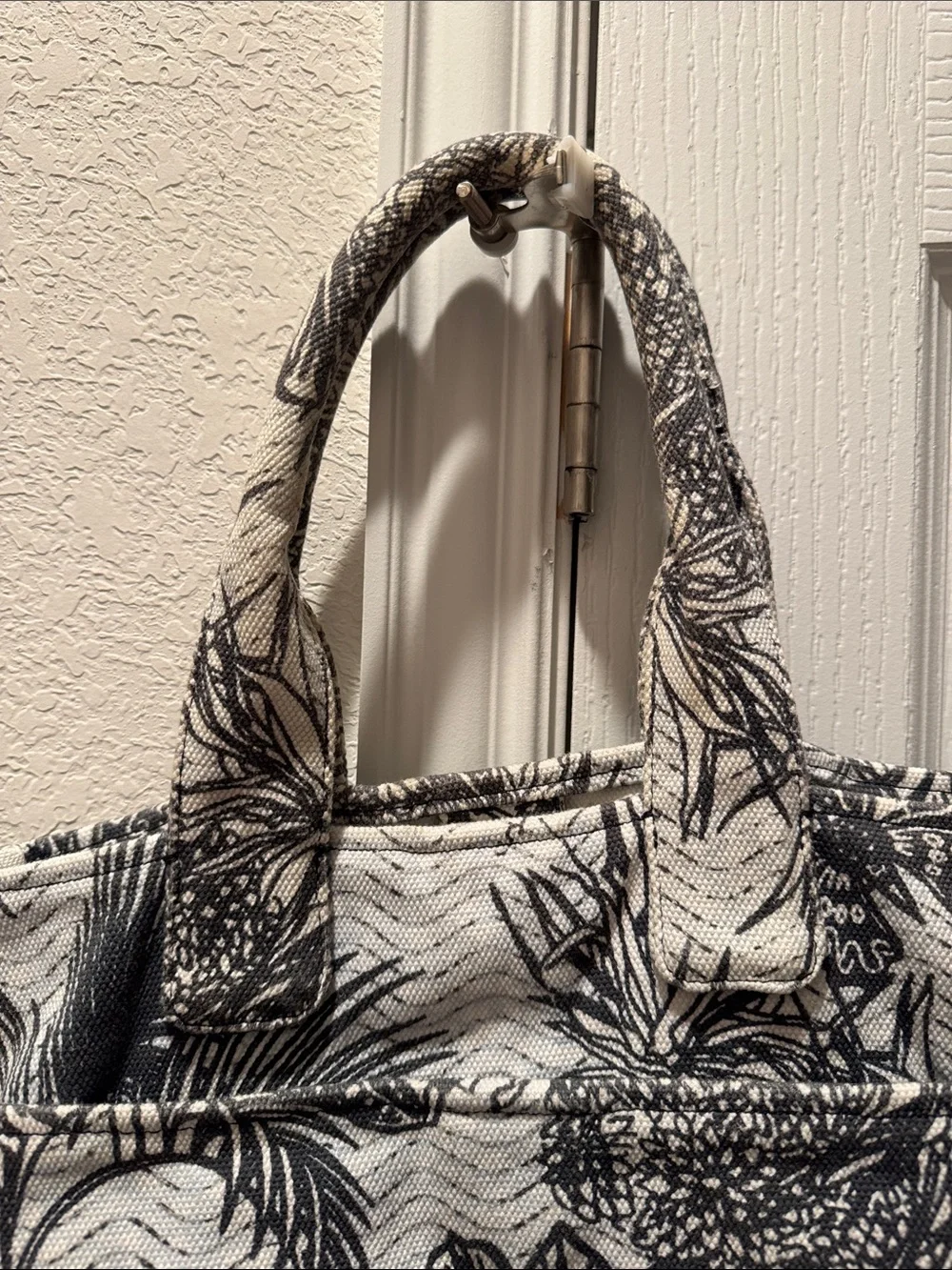 Vince Camuto Black and White Botanical Canvas Tote